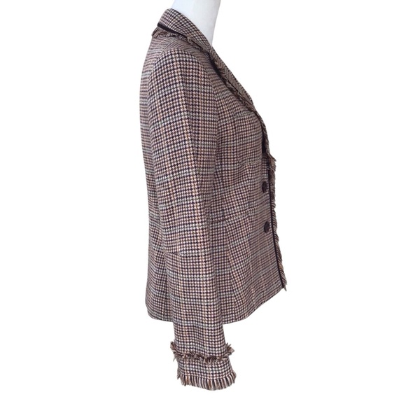 Adec2 by Phillipe Wool Houndstooth Fringe Trim Blazer - Picture 4 of 9